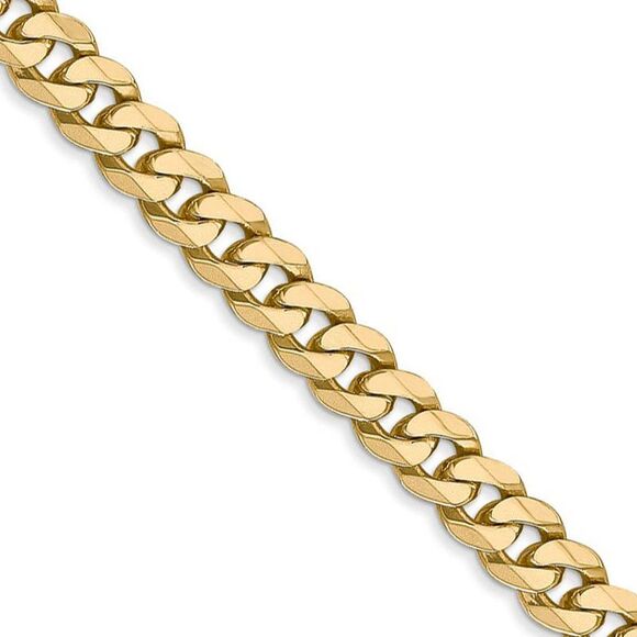 Black Bow Jewelry Co. Other - Mens 5.75mm 14k Yellow Gold Solid Beveled Curb Chain Necklace, 28 Inch